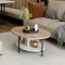 Masa de cafea Fredericia cu raft alb picioare negre si blat oval culoare stejar [en.casa] HausGarden Leisure