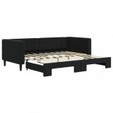 Cumpara ieftin Pat de zi cu extensie, negru, 90x190 cm, catifea