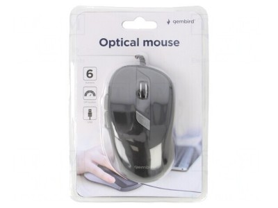 Mouse Optic Negru USB cu 6 Butoane și Cablu 1.35m foto
