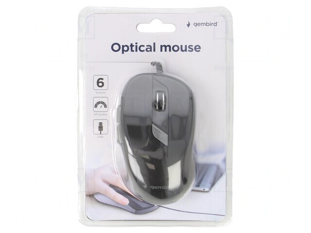 Mouse Optic Negru USB cu 6 Butoane și Cablu 1.35m