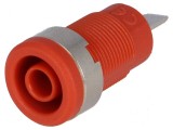 Conector banană 4mm soclu 36A 1kV roşie nichelat izolaţie