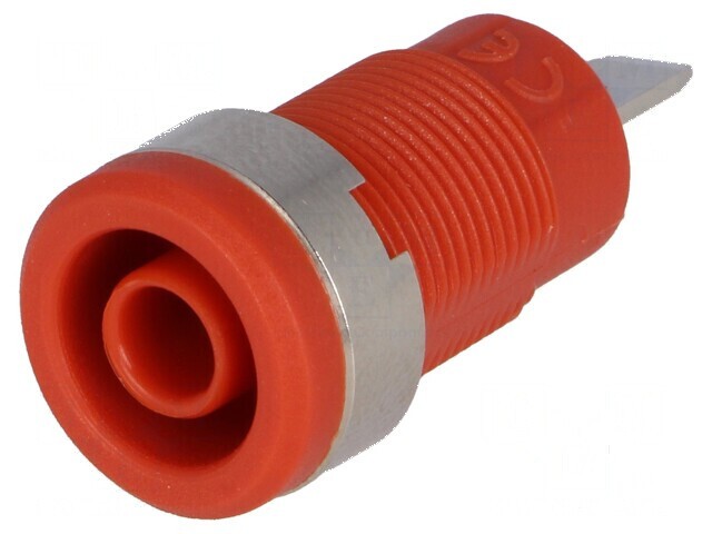 Conector banană 4mm soclu 36A 1kV roşie nichelat izolaţie
