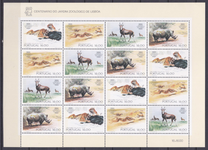 DB1 Fauna Centenar Gradina Zoo Portugalia 1984 Lisabona MS MNH