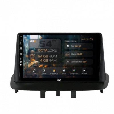 Navigatie Renault Megane 3 Fluence (2009-2016) 4GB RAM Android 13 Octacore Slot Sim 4G DSP GPS Wi-FI Carplay Android Auto USB Bluetooth Waze Touchscre foto