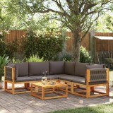 VidaXL Set canapele de grădină cu 6 piese, lemn de salc&acirc;m și fr&acirc;nghie 3278828