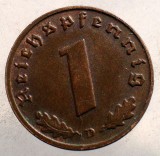 2.553 GERMANIA WWII 1 REICHSPFENNIG 1939 D, Europa, Bronz