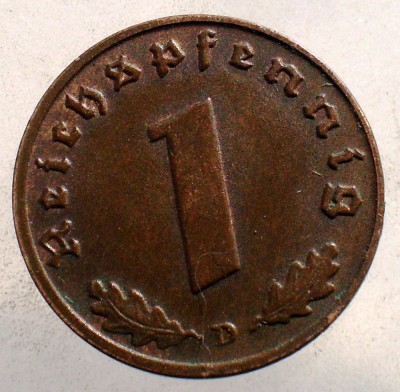 2.553 GERMANIA WWII 1 REICHSPFENNIG 1939 D foto