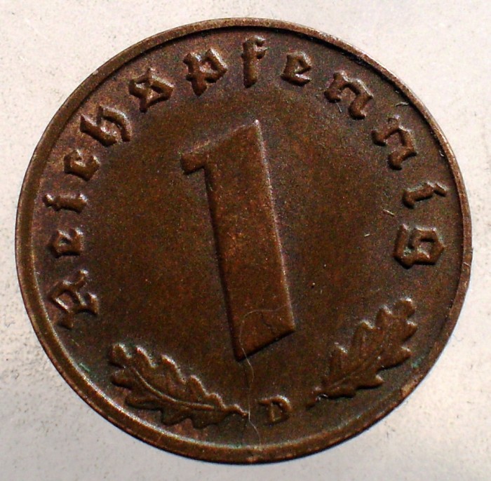 2.553 GERMANIA WWII 1 REICHSPFENNIG 1939 D