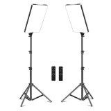 Cumpara ieftin Kit 2 lampi LED profesionale 47x28 cm, trepiezi reglabili 200 cm inclusi, 2x telecomanda bluetooth, intensitate culori reglabila,