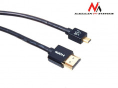 Cablu MACLEAN MCTV-721 1m HDMI - microHDMI Slim v1.4 foto