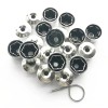 Set 20 capace prezoane pe 17 + cheie de scos capacele, argintii