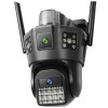 Camera de supraveghere dubla 5K, 4 G, 9MP, PTZ, CCTV, exterior/interior, ultra HD, rotire 360, leduri, AT PERFORMANCE®