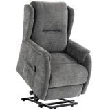 HOMCOM Fotoliu TV relax cu funcție de ridicare pentru seniori, aspect chenille, cu telecomandă și buzunare laterale, Gri &icirc;nchis | Aosom Romania
