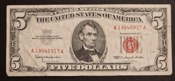 America 5 Dolari 1963 seria A19845917A