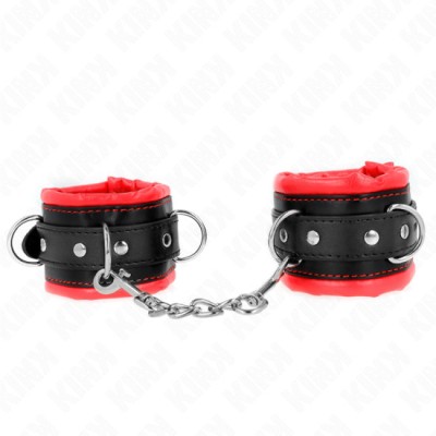 KINK - HEAVY WRIST RESTRAINTS WITH RED FUR LINED ADJUSTABLE 20-30 CM X 6 CM foto