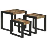 Mese &icirc;n cuiburi 3 pcs Multicolor Lemn masiv recuperat