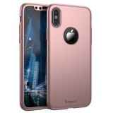 Husa Apple iPhone X, FullBody iPaky Rose-Gold , acoperire completa 360 grade cu folie de sticla gratis