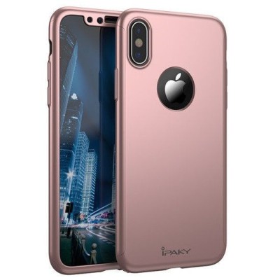 Husa Apple iPhone X, FullBody Elegance Luxury iPaky Rose-Gold , acoperire completa 360 grade cu folie de foto