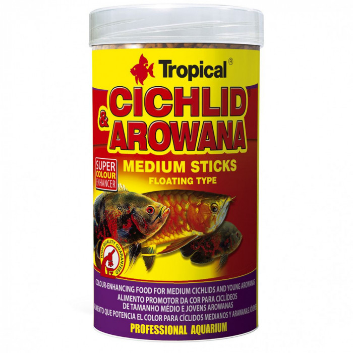 TROPICAL Cichlid Arowana Medium Sticks, hrană pentru ciclide africane, 1000ml / 360g