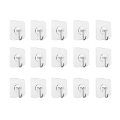 Set 15 carlige adezive transparente, rezistente, multifunctionale, plastic, metal