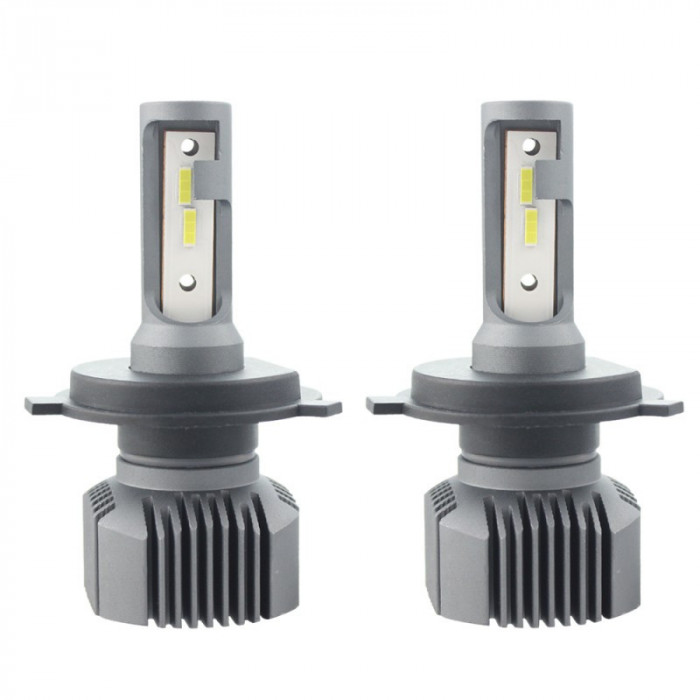 Set 2 LED-uri Auto Techstar&reg; S1, H4, 40w, 4000 Lumeni, 6500K, AUTO, 12-24 Volti, CSP, Canbus, Radiator Aluminiu