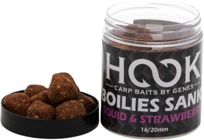 Boilies De Carlig HOOKBAITS Glazurat Sanky, Squid Strawberry, 16-20mm, 250ml foto