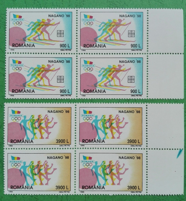 TIMBRE ROMANIA MNH LP1447/1998- J. O. de Iarna -NAGANO- Bloc de 4 timbre