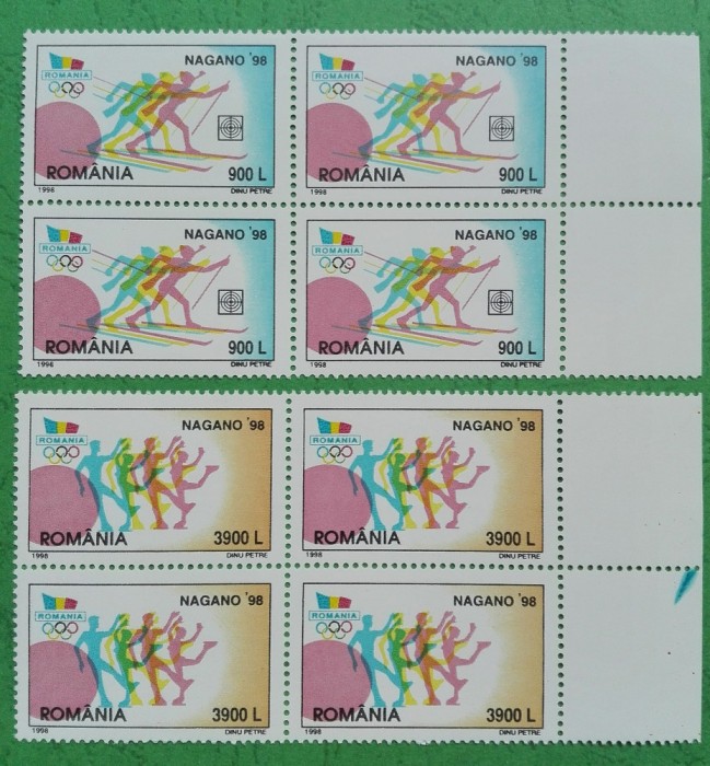 TIMBRE ROMANIA MNH LP1447/1998- J. O. de Iarna -NAGANO- Bloc de 4 timbre