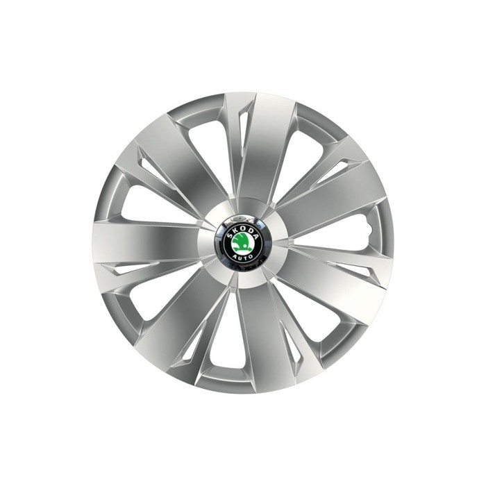 Set 4 capace roti Cu Inel Cromat Energy R15 pentru gama auto Skoda