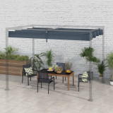 Outsunny Acoperis Retractabil Pergola UV30+ Gri Inchis