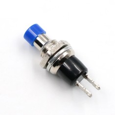 Buton cu push fara retinere, 7mm, 2 pini, Albastru