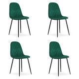 Set 4 scaune bucatarie/living, Artool, Asti, catifea, metal, verde si negru, 44.5x50.5x87.5 cm, Leobert