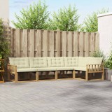 vidaXL Set canapele gradina 5 piese exterior alb crem lemn acacia perne detasabile design modular confortabil
