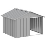 Casa pentru caini, gri, 116,5x103x81,5 cm, otel galvanizat