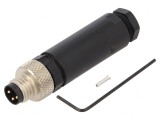 Conector M8 Tată 3 PIN Drept pe Cablu IP67 60V
