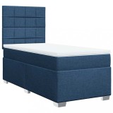 Cumpara ieftin Pat box spring cu saltea, albastru, 80x200 cm, textil