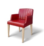 Scaun rosu din piele naturala ✔ model Brescia