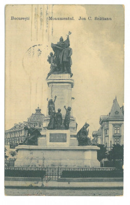 5099 - BUCURESTI, Statue Ion Bratianu, Romania - old postcard - used - 1912 foto