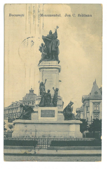 5099 - BUCURESTI, Statue Ion Bratianu, Romania - old postcard - used - 1912