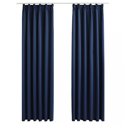 Draperii opace cu carlige, 2 buc., albastru, 140 x 225 cm foto