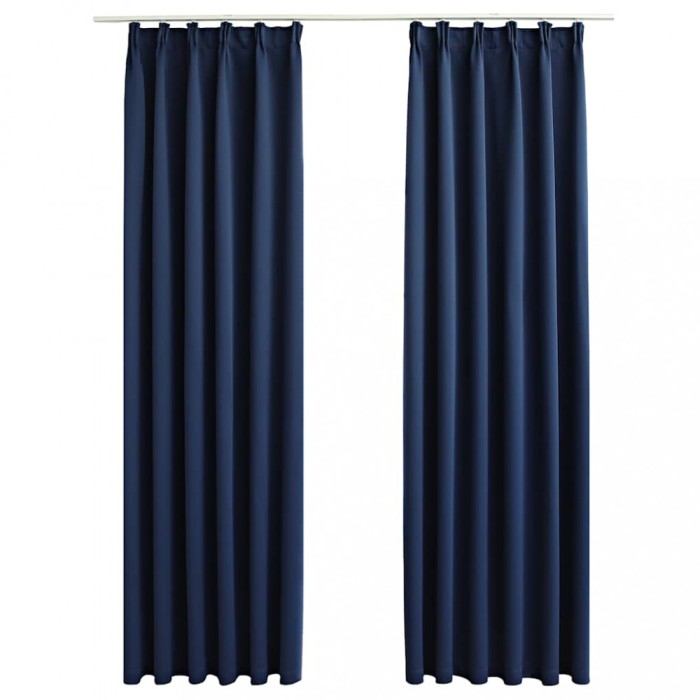Draperii opace cu carlige, 2 buc., albastru, 140 x 225 cm