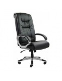 Scaun directorial OFF 315, piele ecologica, mecanism de balans, robust, baza polipropilena, 150 kg, negru