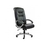Scaun directorial OFF 315, piele ecologica, mecanism de balans, robust, baza polipropilena, 150 kg, negru