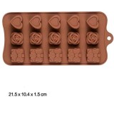 Forma din Silicon, Model Inima pentru Ciocolata de Casa, Bomboane, Jeleuri sau Cuburi de Gheata, CBD CORAL BEST DEALS 21 cm 11 cm 1.5 cm Maro 1