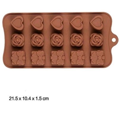 Forma din Silicon, Model Inima pentru Ciocolata de Casa, Bomboane, Jeleuri sau Cuburi de Gheata, CBD CORAL BEST DEALS 21 cm 11 cm 1.5 cm Maro 1 foto