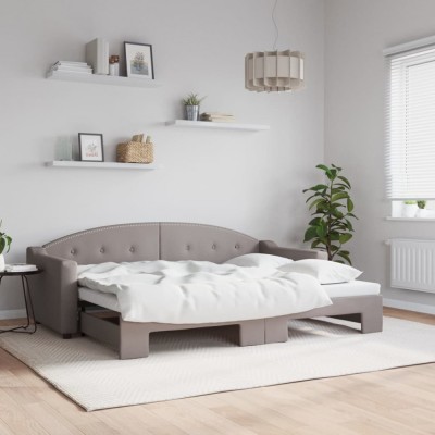 vidaXL Pat de zi cu extensie, gri taupe, 80x200 cm, textil 3197528 foto