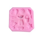 Forma din silicon pentru decorat prajituri cu articole plaja, 8x8 cm