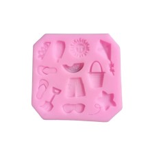 Forma din silicon pentru decorat prajituri cu articole plaja, 8x8 cm