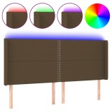 Cumpara ieftin Tablie de pat cu LED, maro inchis, 183x16x118/128 cm, textil