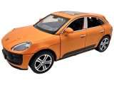 Macheta Porsche Macan Turbo portocaliu 1:32 replica metal lumini si sunete usi capota si portbagaj deschise